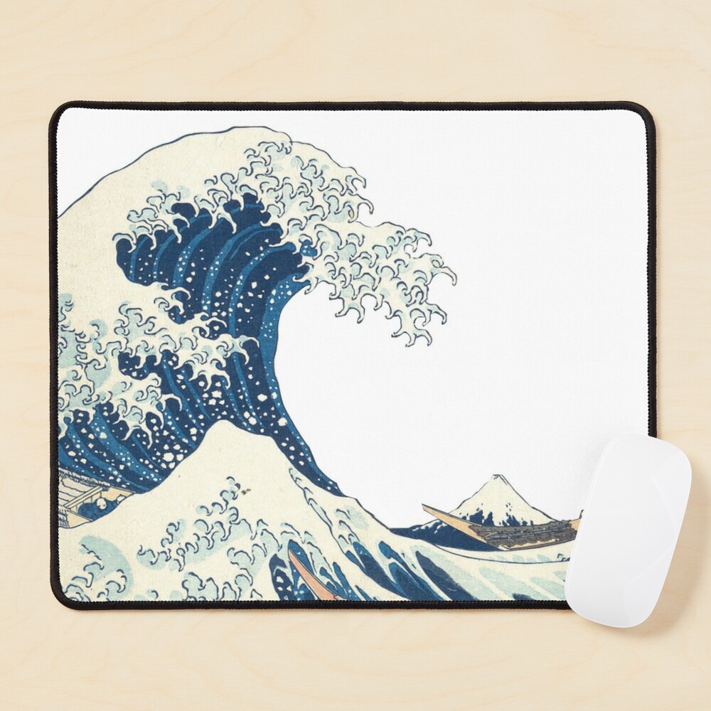 Great Wave Outline Black and White Mouse Pad for Sale by ind3finite