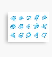Blue website and internet icons Canvas Print