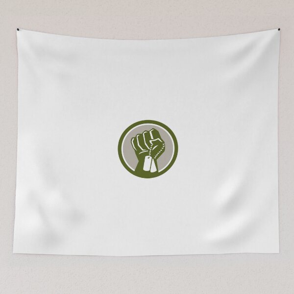 Item preview, Clenched Fist Holding Dogtag Circle Retro designed and sold by patrimonio.