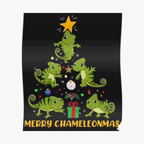 Merry Chameleonmas Christmas Tree Poster