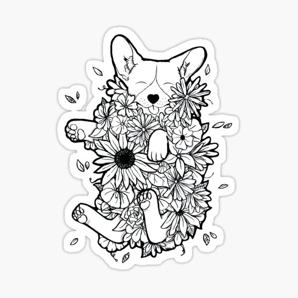 Item preview, Floral Corgi designed and sold by SweetLilGhost.
