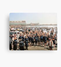 Hands up to the camera! on the beach at Atlantic CIty, NJ, 1905 Canvas Print