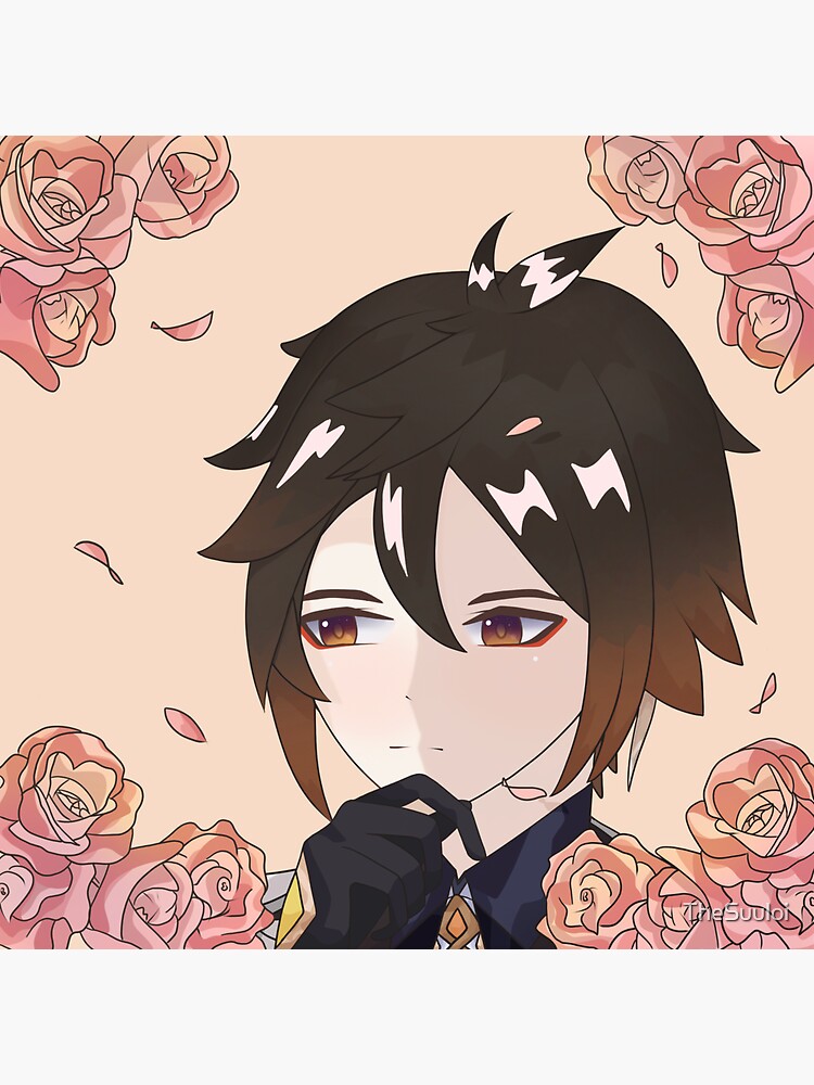 "Zhongli Genshin Impact Flowers" Sticker for Sale by TheSuuloi Redbubble