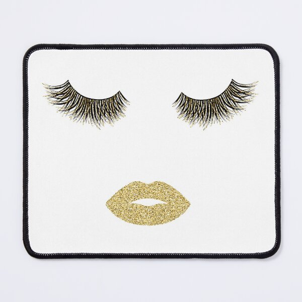 Item preview, Lashes and lips with gold glitter designed and sold by sashica.