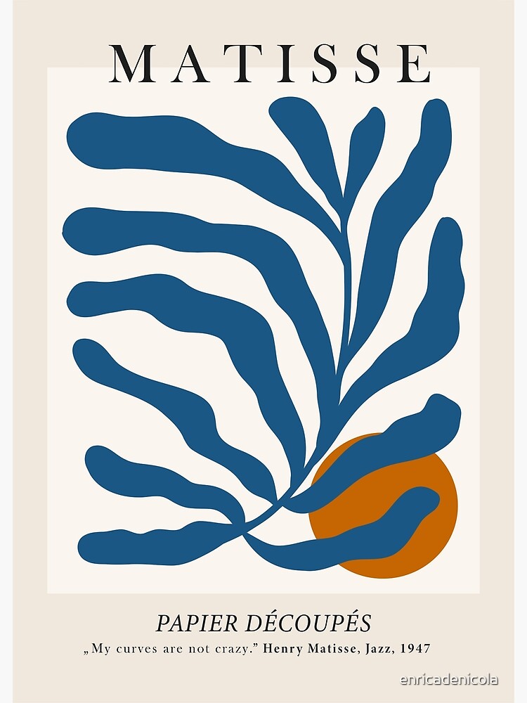Disover Matisse Jazz Exhibition Poster Papier Decoupes Cut Outs Blue Premium Matte Vertical Poster