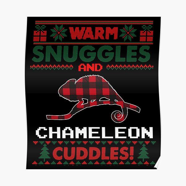 Chameleon Christmas Pajama Shirt Chameleon Ugly Christmas Poster