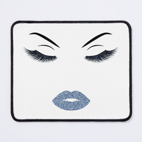 Item preview, Lashes and lips with dark blue glitter designed and sold by sashica.