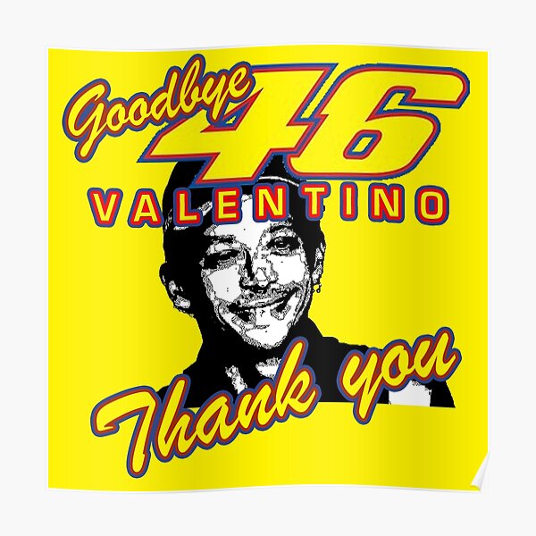 Valentino Rossi Retraite Au revoir Merci Design Poster