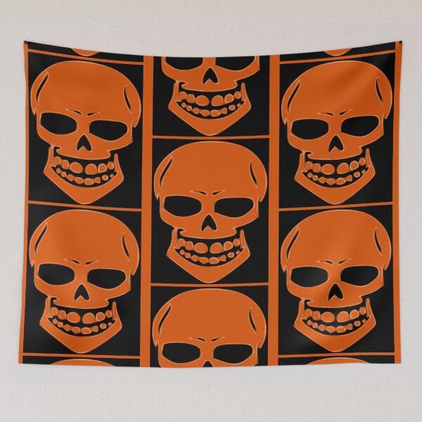 Item preview, Sinister Smiling Skull Framed Orange designed and sold by MOP-tees.