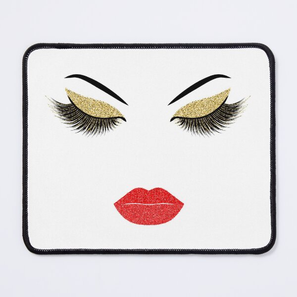 Item preview, Golden Lashes and red lips with glitter effect designed and sold by sashica.