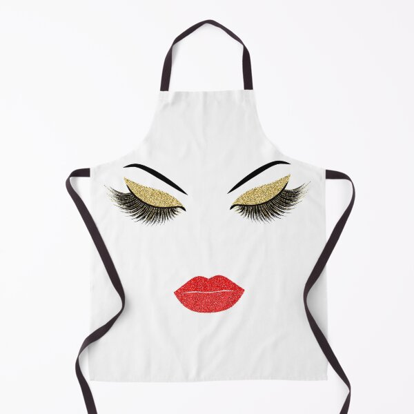 Item preview, Golden Lashes and red lips with glitter effect designed and sold by sashica.