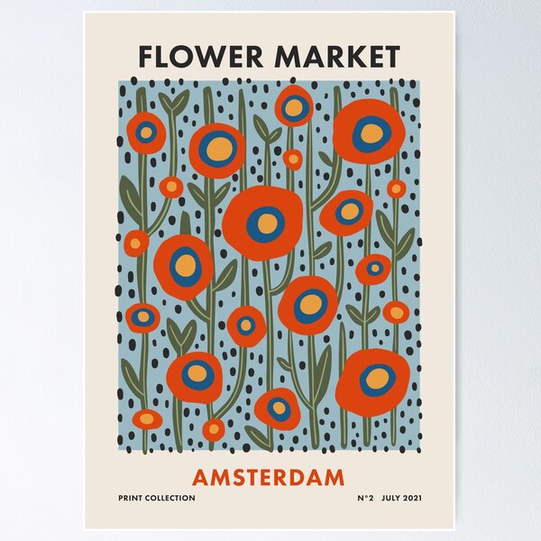 Item preview, Flower Market Amsterdam 1, Colorful Retro Floral Print designed and sold by enricadenicola.