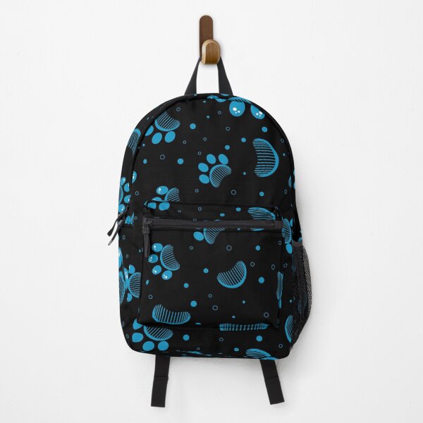 Item preview, Paw print seamless pattern  in blue color on black background designed and sold by sashica.