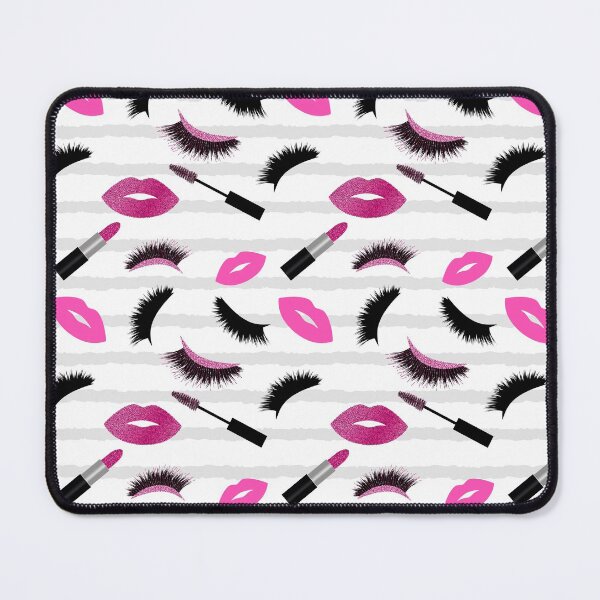 Item preview, Lips, lashes, mascara and lipstick with pink glitter effect seamless pattern designed and sold by sashica.