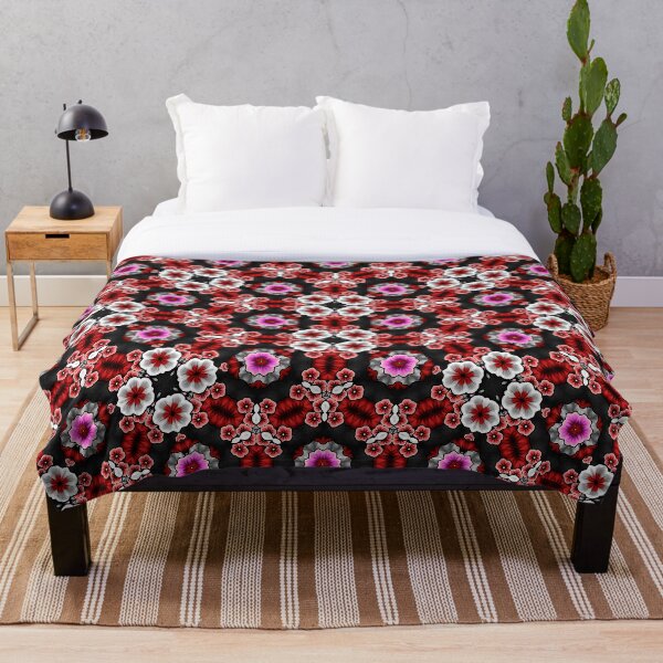 Item preview, Black Red Gray and Pink Vintage Floral designed and sold by SeaChangeDesign.