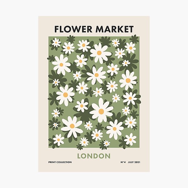 Flower Market London, Colorful Retro Daisies Print Photographic Print