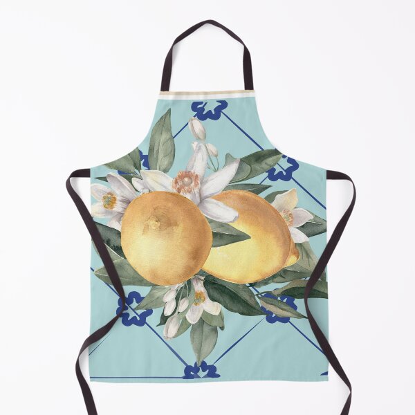 Item preview, Limones mediterráneos sobre baldosas de cerámica blanca azul designed and sold by fowons.