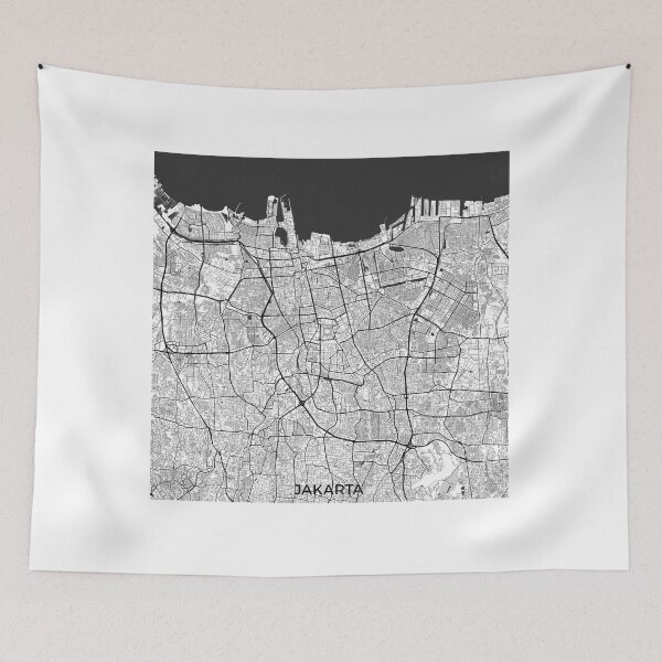 Item preview, Jakarta Map Gray designed and sold by HubertRoguski.