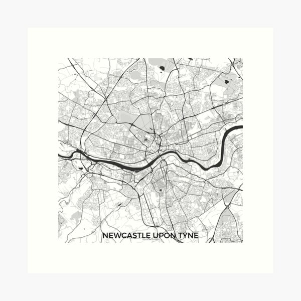 Newcastle upon Tyne Map Gray Art Print