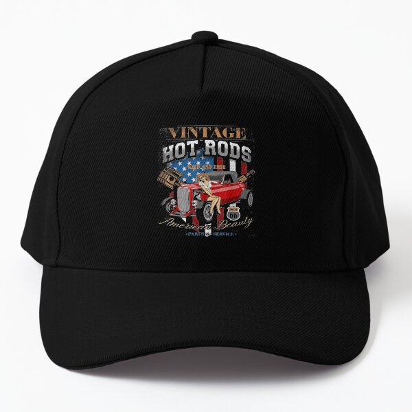 Vintage Hot Rod American flag Antique Classic car lover Men Baseball Cap