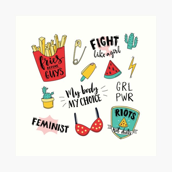 Feminism stickers set Art Print