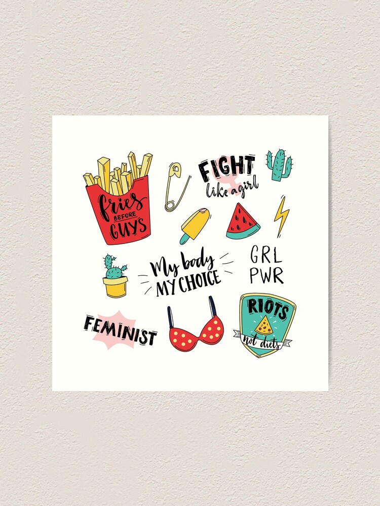 Alternate view of Feminism stickers set Art Print