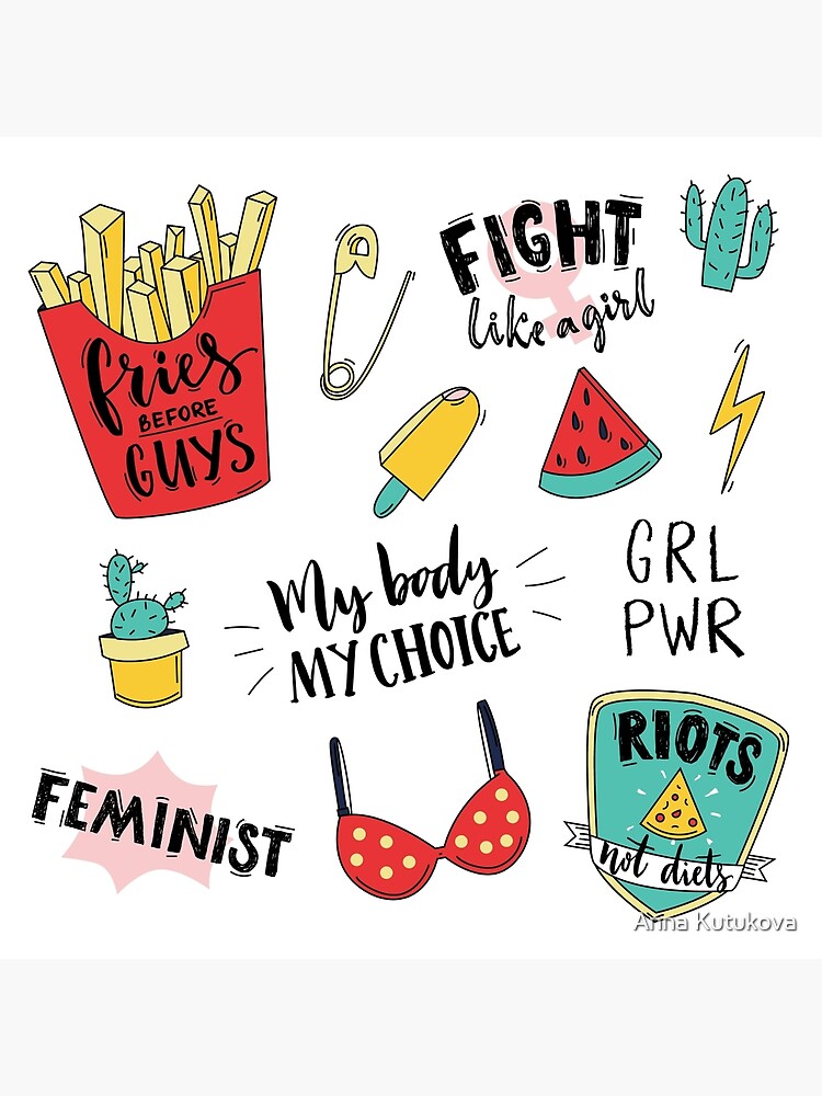 Feminism stickers set by annakutukova