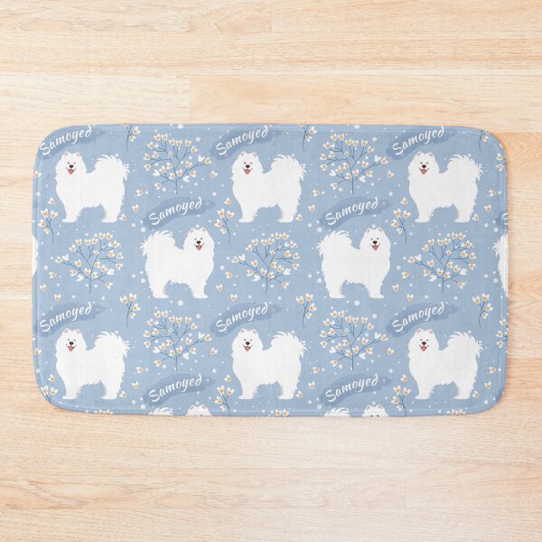 Item preview, Samoyed Dog in Winter Snowy Garden designed and sold by Lulupainting.