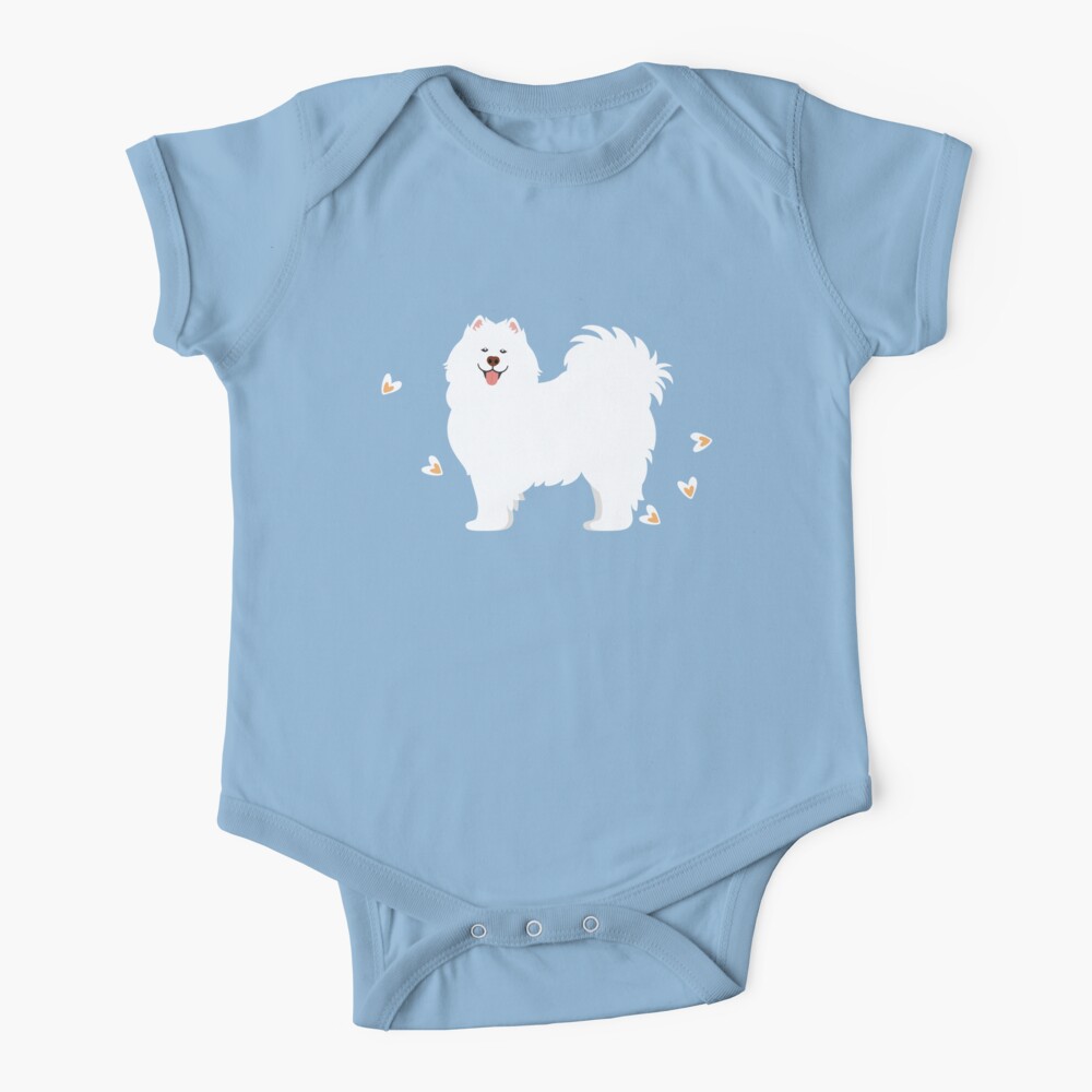 Samoyed Dog in Winter Snowy Garden Baby One-Piece