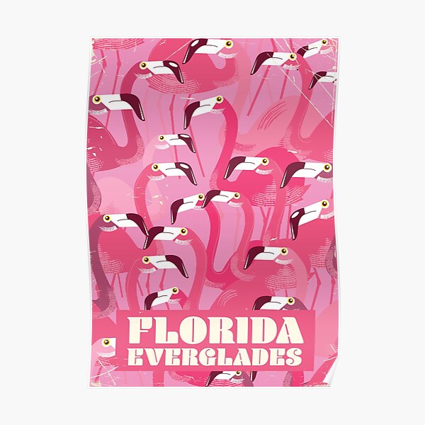 Florida Everglades Flamingo vintage travel poster Poster