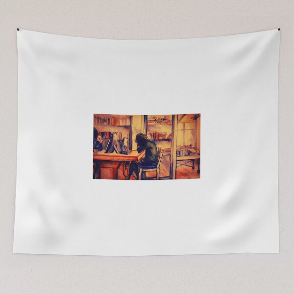Item preview, Watercolor of girl studying in a cafe or library  designed and sold by oanaunciuleanu.