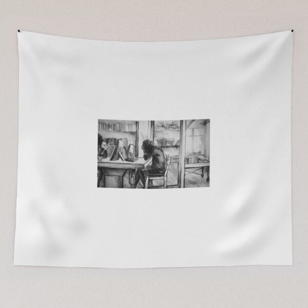Item preview, Watercolor of girl studying in a cafe or library  designed and sold by oanaunciuleanu.