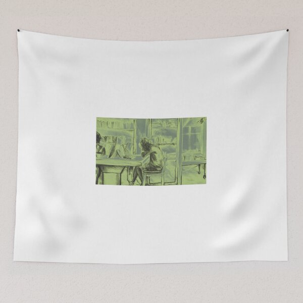 Item preview, Watercolor of girl studying in a cafe or library  designed and sold by oanaunciuleanu.