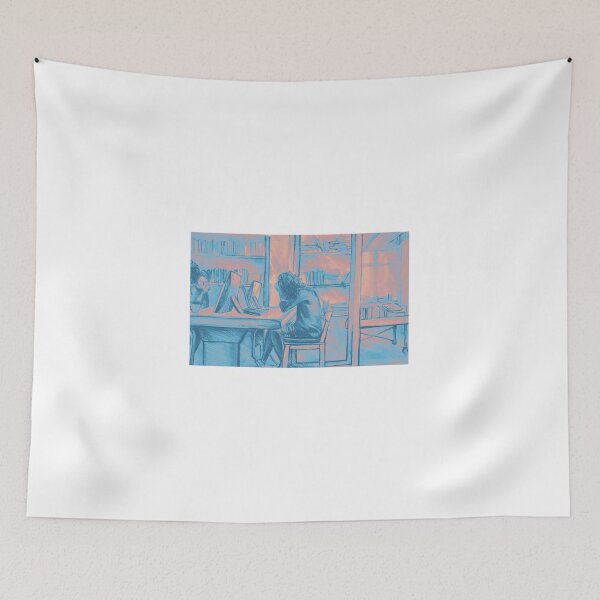 Item preview, Watercolor of girl studying in a cafe or library  designed and sold by oanaunciuleanu.