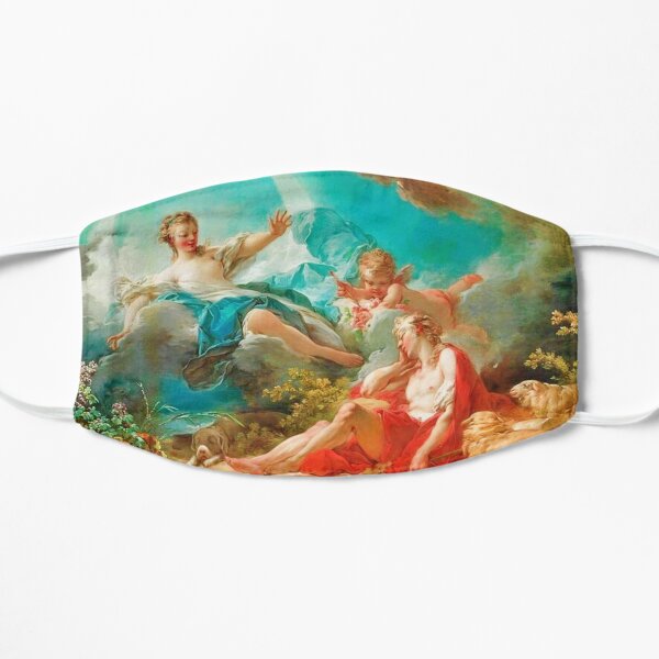 Diana, virgin goddess of the hunt Rococo (made more vibrant) (Dianna and Endymion Fragonard 1732) Flat Mask