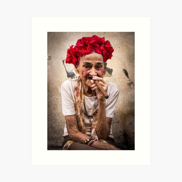 Old cigar woman Art Print