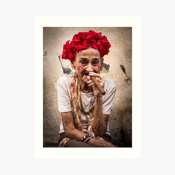 Old cigar woman Art Print
