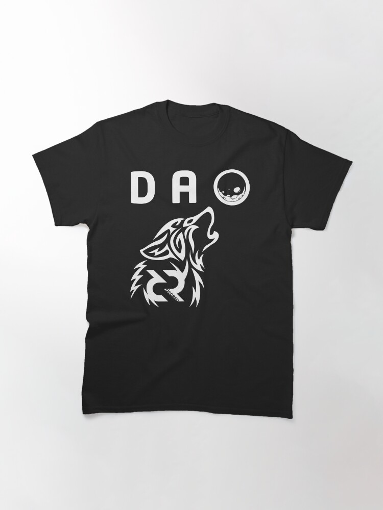 Thumbnail 2 of 7, Classic T-Shirt, Decred DAO wolf © v1 (Design timestamped by https://timestamp.decred.org/) designed and sold by OfficialCryptos.