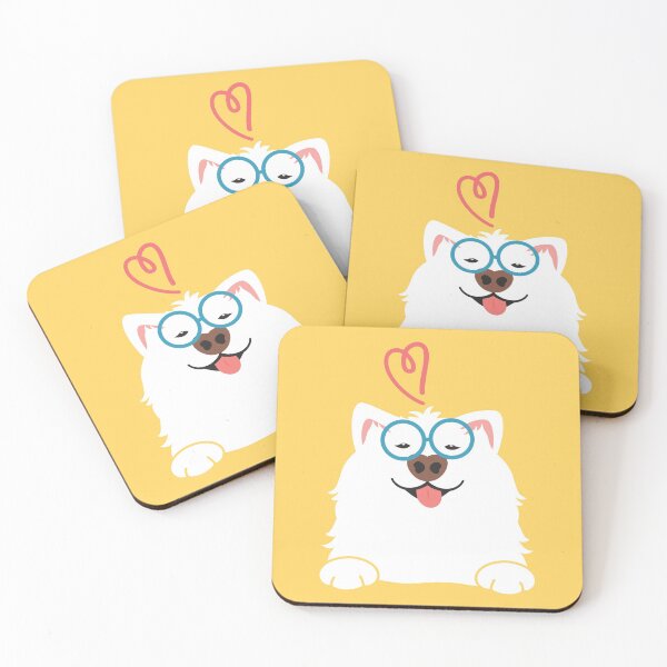 Item preview, LOVE Cute Samoyed Dog with Glasses designed and sold by Lulupainting.