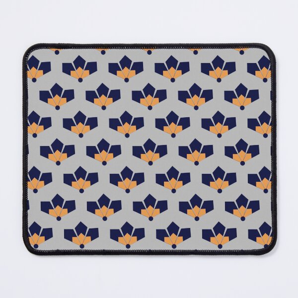 Item preview, blue geometric flowers with grey background designed and sold by ddesignnstudio.