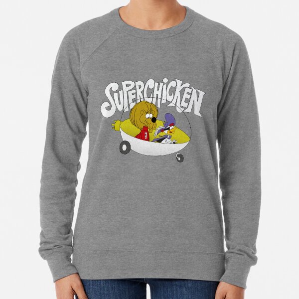 Tribute to Jay Ward's Classic "Super Chicken" Cartoon with Superchicken and Fred in the Super Coop Lightweight Sweatshirt