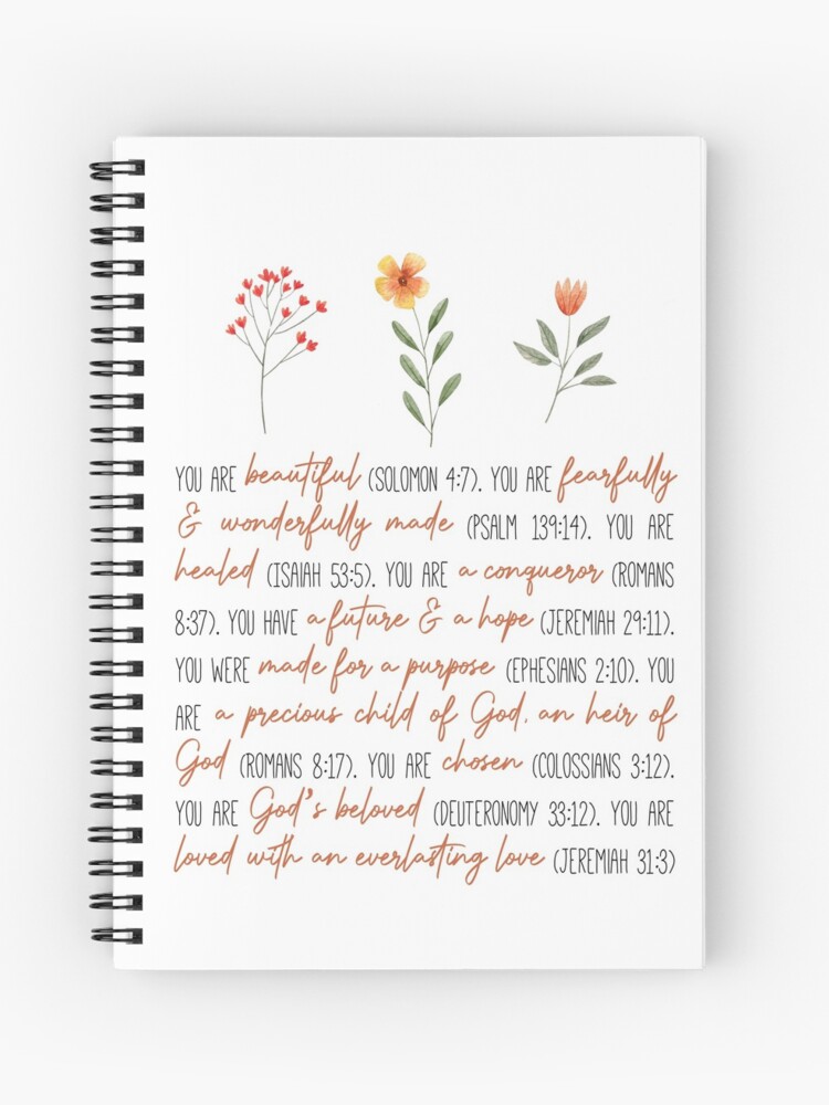 70 Bible Verses Wall Art On Identity for Bible Journaling Spiral Notebook  for Sale by projectmadenew