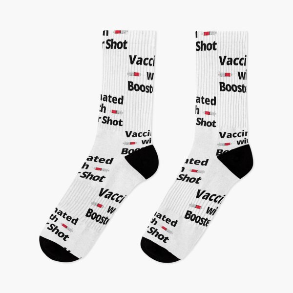 Item preview, Vaccinated with Booster Shot, Syringe (Black Text) - Covid Booster Shot for Vaccinated People - Covid Vaccine designed and sold by CaitU.