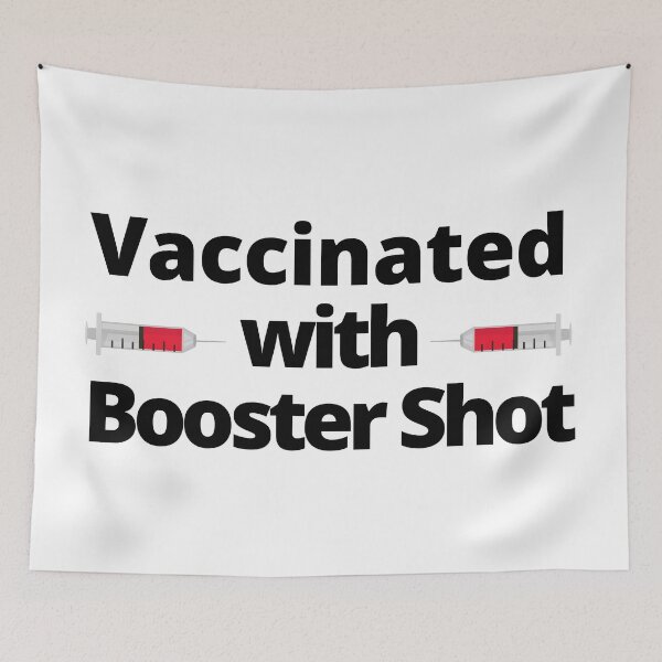 Item preview, Vaccinated with Booster Shot, Syringe (Black Text) - Covid Booster Shot for Vaccinated People - Covid Vaccine designed and sold by CaitU.