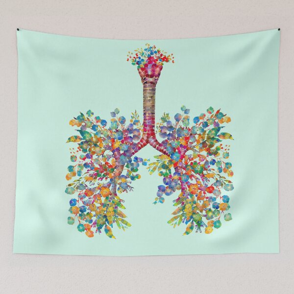 Item preview, Floral Lungs, colorful flowers, healthy lung, lungs cancer, respiratory therapist, cystic fibrosis designed and sold by Collagedream.