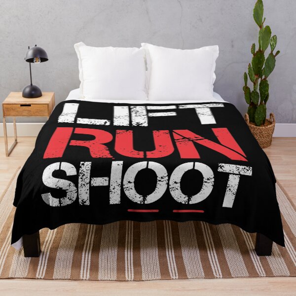 Item preview, Lift Run Shoot Funny Gym Vintage Style Lift Weight Exercise Quote Artwork For Fitness Lovers designed and sold by Waleedabbasltd.