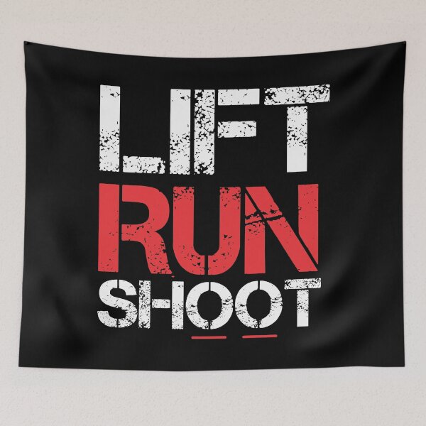 Item preview, Lift Run Shoot Funny Gym Vintage Style Lift Weight  Exercise Quote Artwork For Fitness Lovers designed and sold by Waleedabbasltd.
