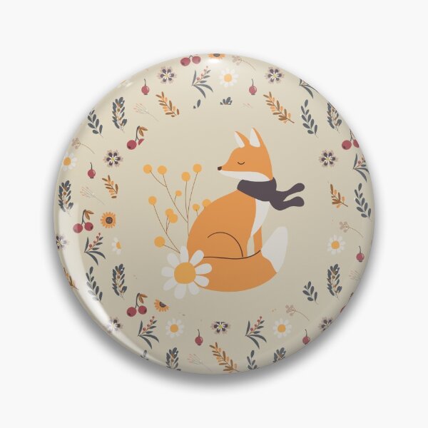 Item preview, Fox with a scarf on an autumn floral pattern designed and sold by FunnyChameleon.