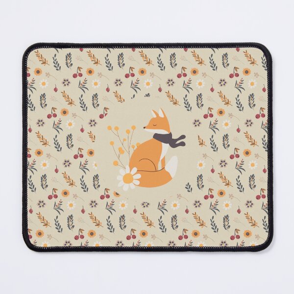Item preview, Fox with a scarf on an autumn floral pattern designed and sold by FunnyChameleon.