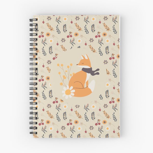 Item preview, Fox with a scarf on an autumn floral pattern designed and sold by FunnyChameleon.